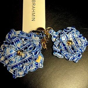 NWT Brahmin Flower Due Coastal Blue Retired Melbourne Charm Tasstle